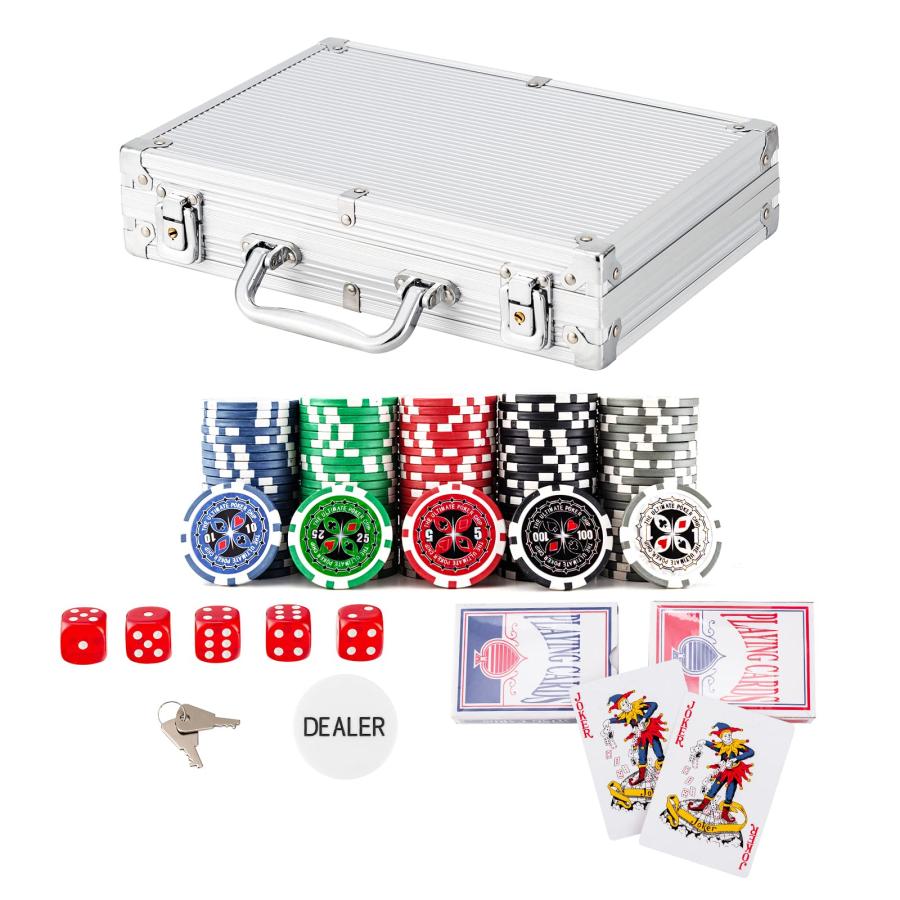 BestBuy ポーカーセット チップセット チップ 200枚 ポーカーチップ カジノチップ トランプ付き ブラックケース (200枚