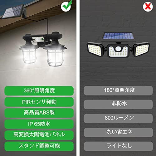 ソーラーライト 屋外 防水 センサーライト 分離型 【3つ点灯モード/192LED 和風式円形レトロ提灯/360°発光/2400mAh大容量バッテリー｜onetoday｜03