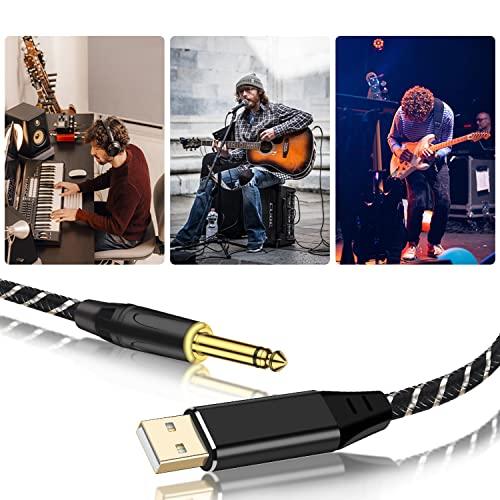USB ギターケーブル 2M USBリンクケーブル楽器 PC 録音 USB-6.35mm録音ケーブル USBリンクケーブル エレキギター エレキベース｜onetoday｜06