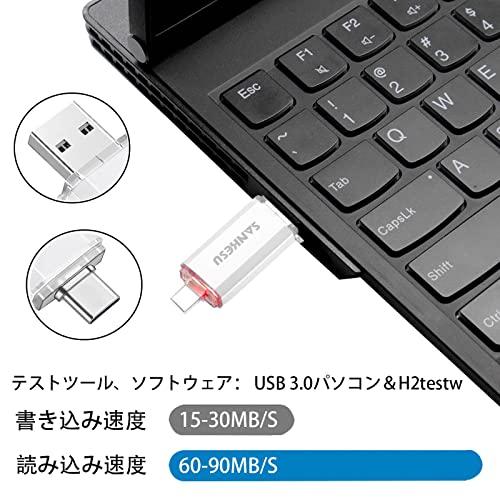 SANKESU 64GB 3個セット USB スティック 3.0 USB C フラッシュ ドライブ、USB-A & タイプ C OTG USB メモリ｜onetoday｜03