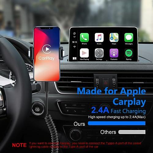 iPhone 充電ケーブル 2本 ライトニングケーブル カールコード、MFi認証 & CarPlay対応 lightning カール 2.4A充電と高｜onetoday｜02