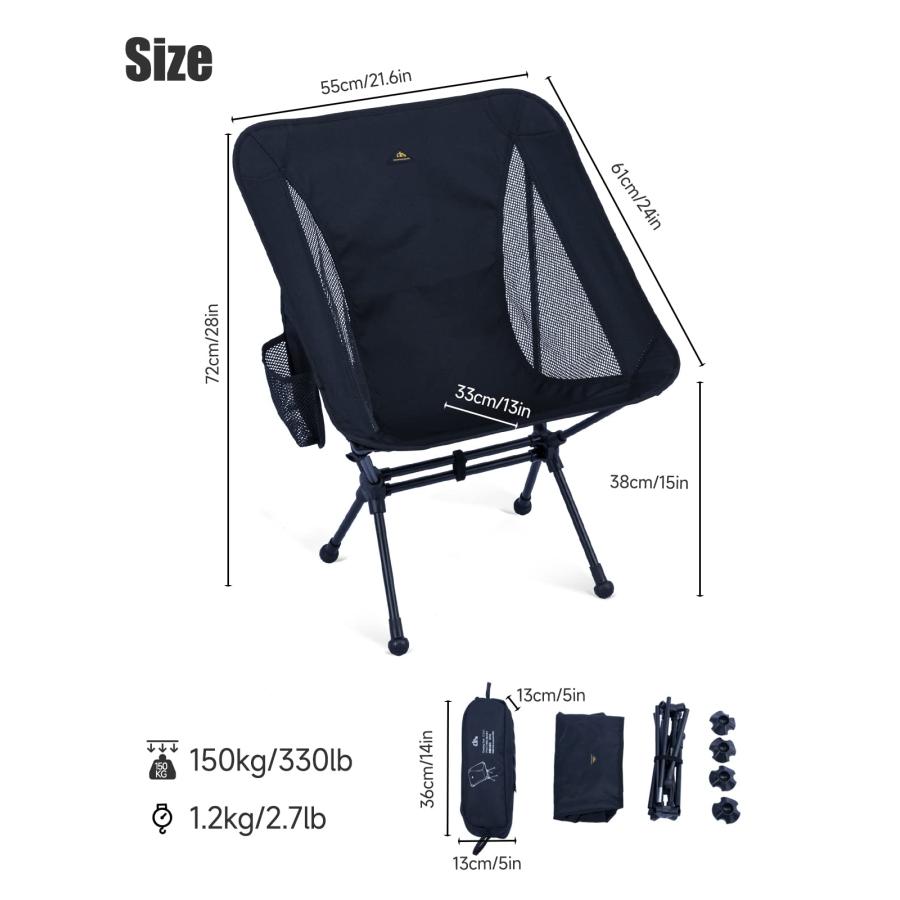 【iClimb（アィクライム）】アウトドア『亀甲形コネクター』チェア／椅子 ランバーサポートデザイン 亀甲形コネクター ダブル軸連結 安定強化 ビッグ |  | 01