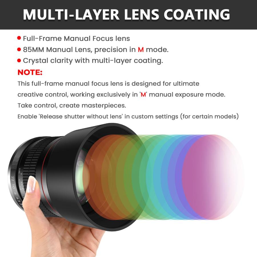 Lightdow 85mm F1.8 中望遠レンズ RF-マウント レンズ 対応