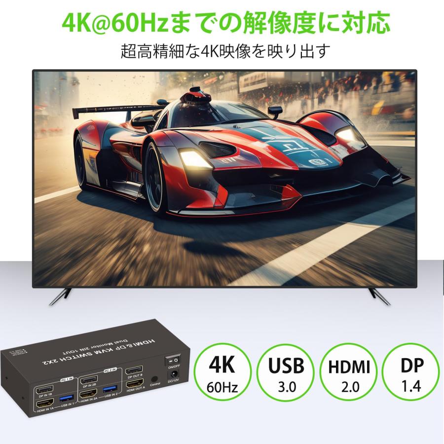 ✨即購入ok✨デュアルモニター HDMI KVM 切替器 4K@60Hz ✨即購入ok✨デュアルモニター HDMI KVM 切替器 4K@60Hz