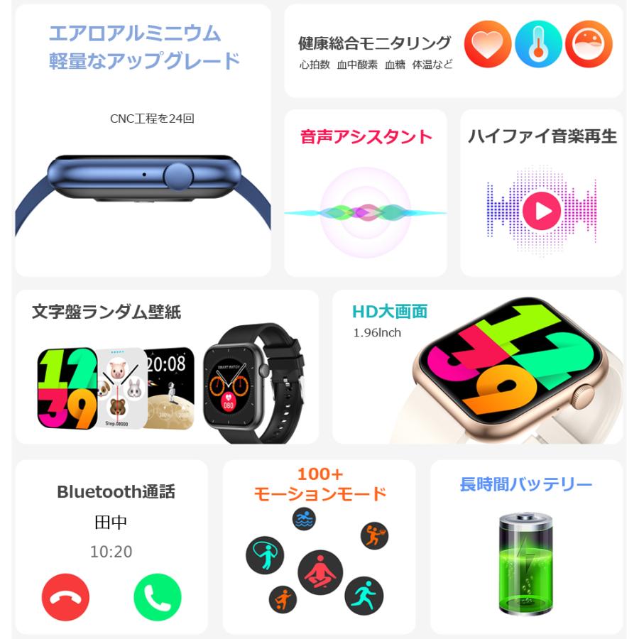 FIPRIN スマートウォッチ 通話可能 24時間多機能測定 睡眠モニタリング