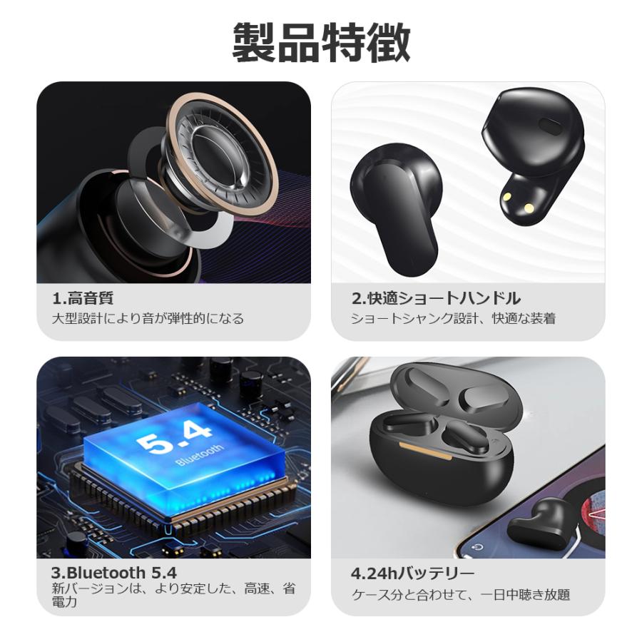 ワイヤレスイヤホン 四代目 Bluetooth5.4 日本語音声ガイド FIPRIN 7270 コンパクト 高音質 重低音 防水 スポーツ iPhone 16 15 Android ブルートゥース 最新型 | FIPRIN | 17