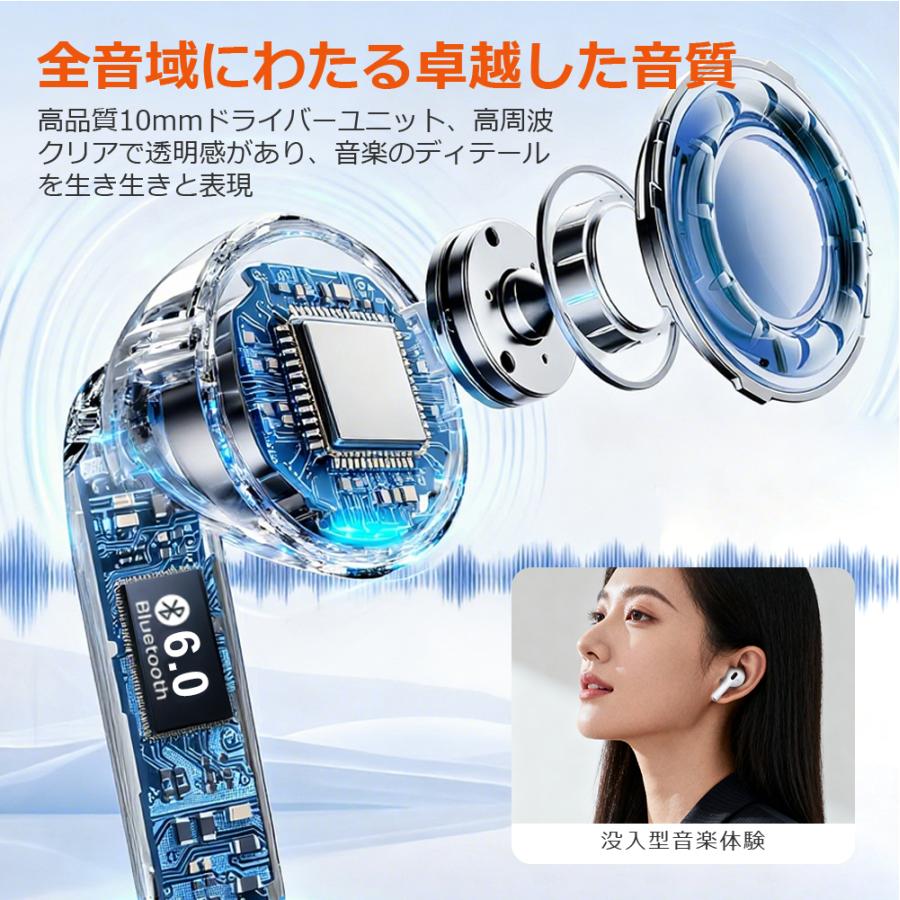 ワイヤレスイヤホン Bluetooth FIPRIN 7516 コンパクト 高音質 重低音 防水 スポーツ iPhone 17 16 15 Android ブルートゥース 最新型 | FIPRIN | 06