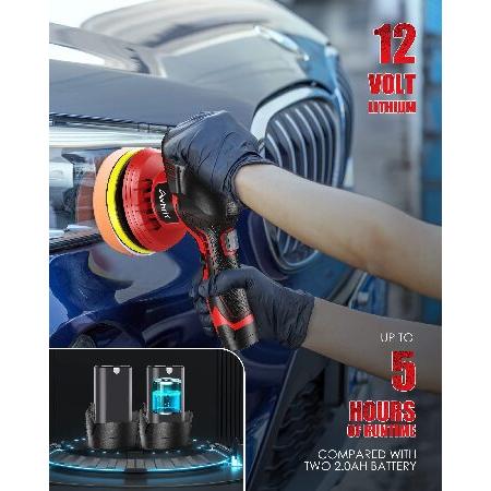 Cordless Car Buffer Polisher - with 2pcs Batteries and Polishing Pads,  Aiment 6 Inch Car Polisher for Car Detailing with 6 Variable Speed