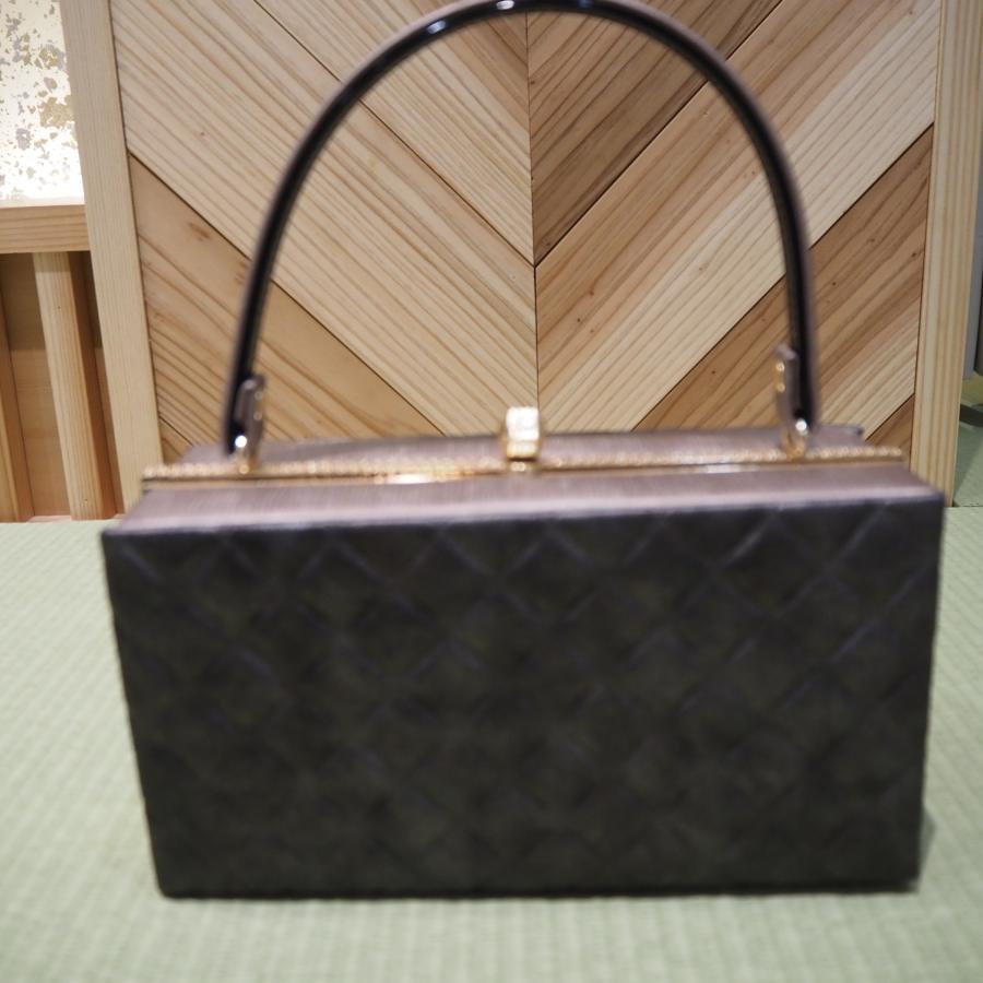 草履バッグセット 振袖用 キルティング メタリックカラー ブラウン