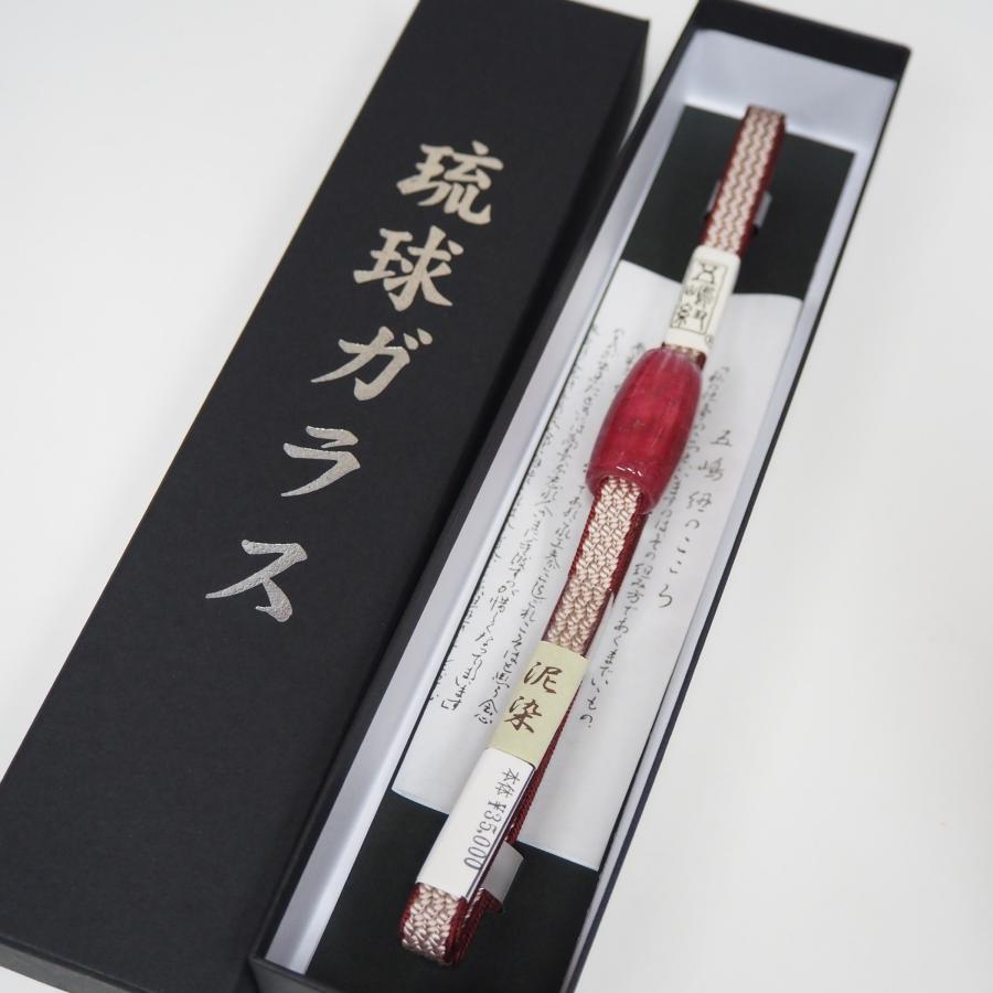 帯締め 帯〆 帯留め 最高級 五嶋紐 琉球ガラス 泥染め 赤 : お値打ち 