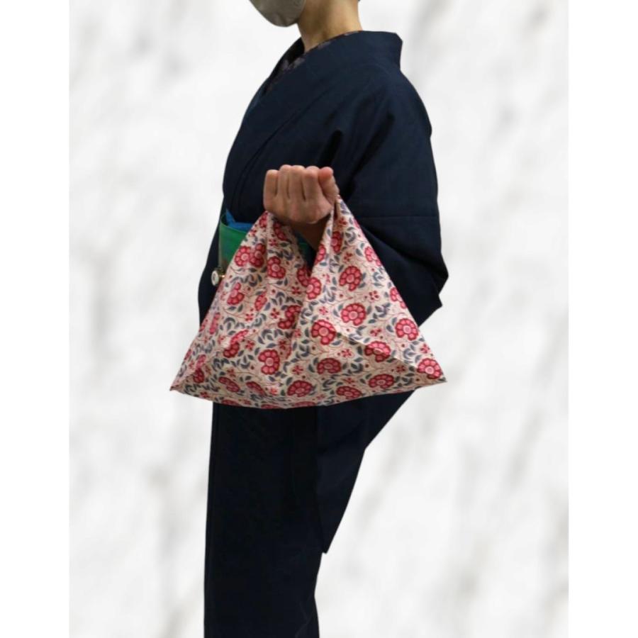 ハンカチフクロサン 41 あずま袋 エコバッグ ハンカチ インド綿 プチギフト 使い勝手 手ぬぐい ユニーク 可愛い 個性的 茶色｜oneuchi-kimono｜08