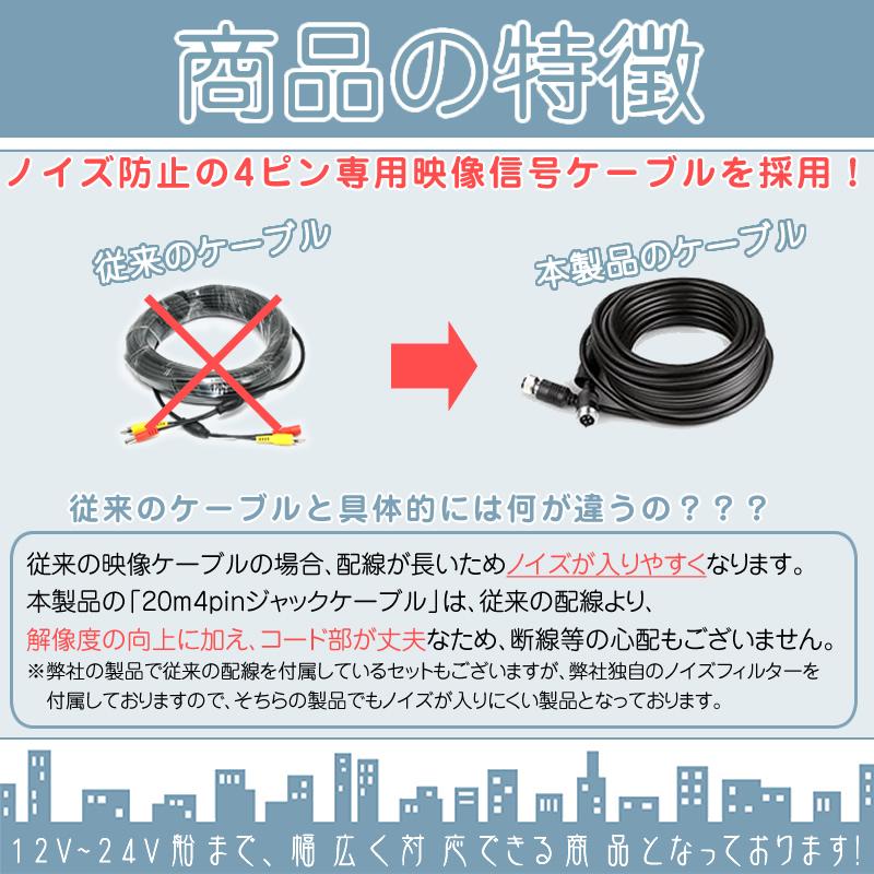 7インチ オンダッシュモニター バックカメラ 赤外線LED 暗視 4ピンケーブル 12V / 24V 電源対応 船 船舶 作業船 漁船 クルーザー 内燃機関 監視 にも！_1