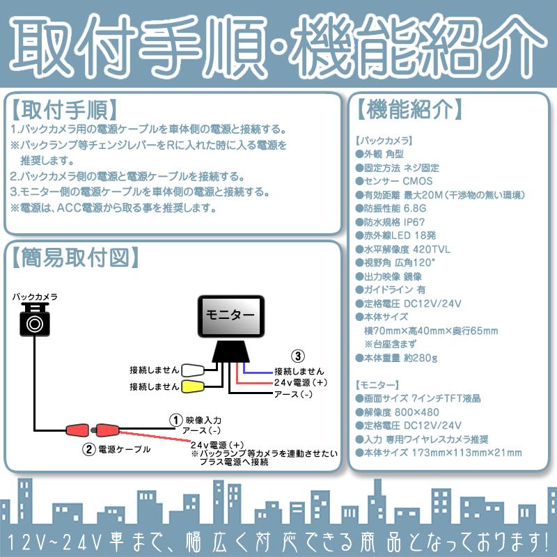 7インチ オンダッシュモニター 車載モニター ワイヤレス バックカメラ