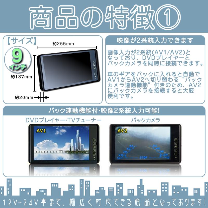 9インチ ミラーモニター バックカメラ セット 赤外線LED搭載 安心の暗視カメラ 12V 24V 対応 コンバイン トラクター 農作業車に ヤンマー イセキ クボタ｜oneup｜03