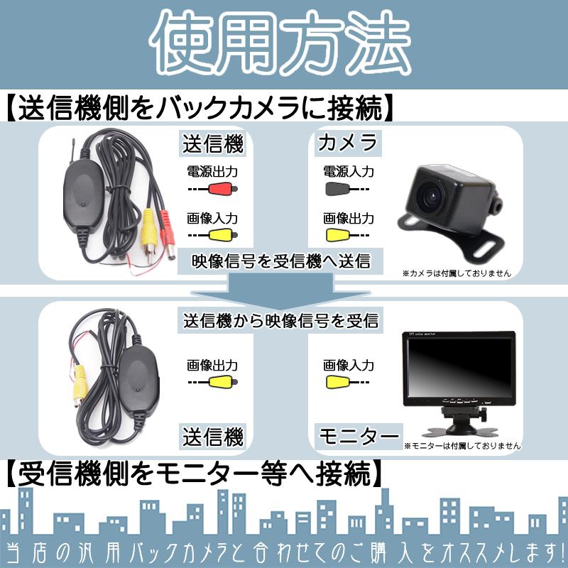 ワイヤレスキット バックカメラ 12V車用トランスミッターキット 映像信号ワイヤレス 取付 リアカメラ 12VD.I.Y 映像入出力 |  | 01
