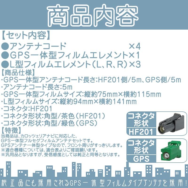 NSZP-W65DE NSZP-W65DF 他 地デジ フルセグ フィルムアンテナ GPS一体型 HF201タイプ 4本set ナビ乗せ変え 中古ナビ部品欠品時 エレメント アンテナコード 4CH｜oneup｜02