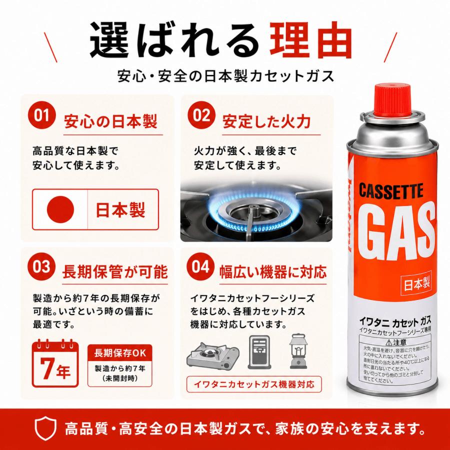 イワタニ ガスボンベ 12本 カセットガス CB-250-OR-12 岩谷産業 Iwatani 12本組 セット まとめ買い 防災 備蓄 停電 台風 対策 キャンプ アウトドア 卓上コンロ | Iwatani | 02