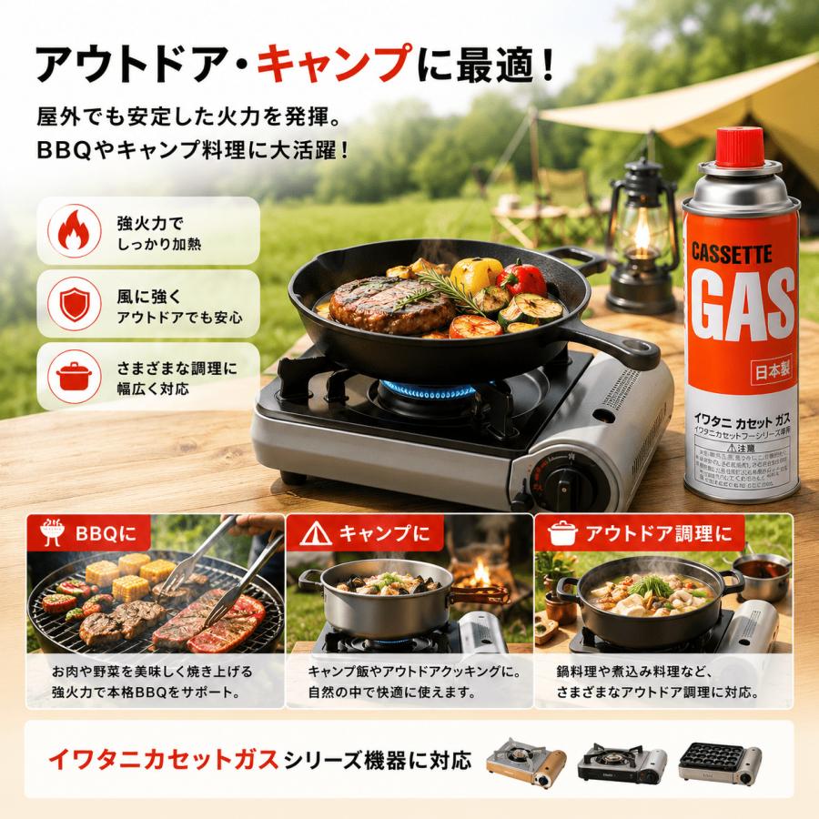イワタニ ガスボンベ 12本 カセットガス CB-250-OR-12 岩谷産業 Iwatani 12本組 セット まとめ買い 防災 備蓄 停電 台風 対策 キャンプ アウトドア 卓上コンロ | Iwatani | 03
