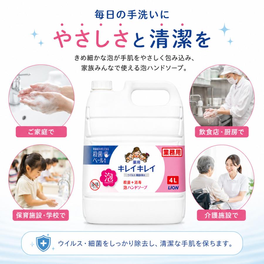 キレイキレイ 薬用 泡ハンドソープ 4l 泡 詰め替え 4リットル ハンドソープ LION ライオン シトラスフルーティの香り 業務用 大容量 4L 泡で出るタイプ | LION | 03