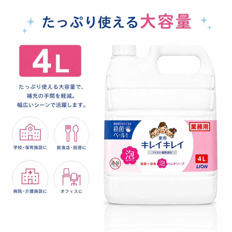 キレイキレイ 薬用 泡ハンドソープ 4l 泡 詰め替え 4リットル ハンドソープ LION ライオン シトラスフルーティの香り 業務用 大容量 4L 泡で出るタイプ | LION | 04