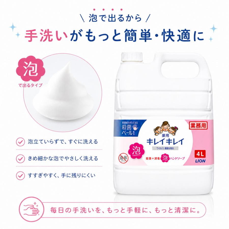 キレイキレイ 薬用 泡ハンドソープ 4l 泡 詰め替え 4リットル ハンドソープ LION ライオン シトラスフルーティの香り 業務用 大容量 4L 泡で出るタイプ | LION | 05