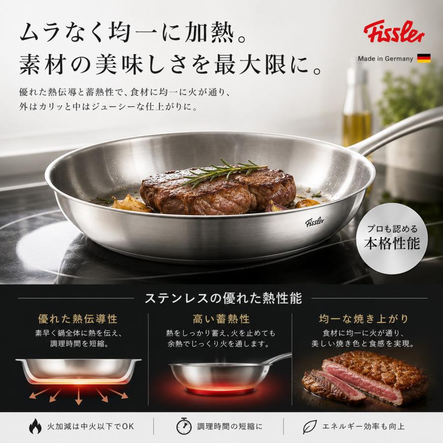 お中元 ギフト フィスラー ステンレスフライパン 24cm IH・ガス火対応 高品質 実用品ギフト | Fissler | 02