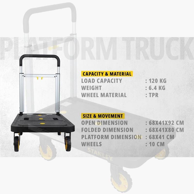 スタンレー 台車 折りたたみ台車 プラットフォームトラック 耐荷重120kg STANLEY SXWT-PC517B キャリーカート 運搬 収納簡単 組立不要 軽量 アルミ製 DIY 業務用 |  | 03