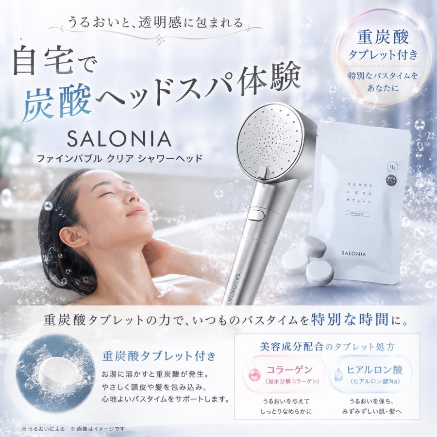 サロニア ファインバブルクリア シャワーヘッド SALONIA 塩素除去 炭酸タブレット ミスト 節水 頭皮ケア 美容家電 | SALONIA | 05
