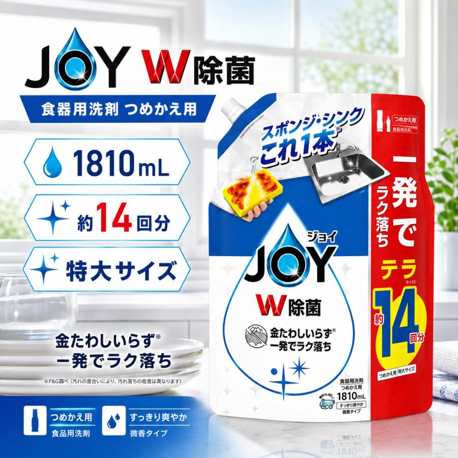 ジョイ W除菌 食器用洗剤 詰め替え 1810ml テラサイズ 大容量 約14回分 液体 キッチン洗剤 JOY | ジョイ(P&G) | 01