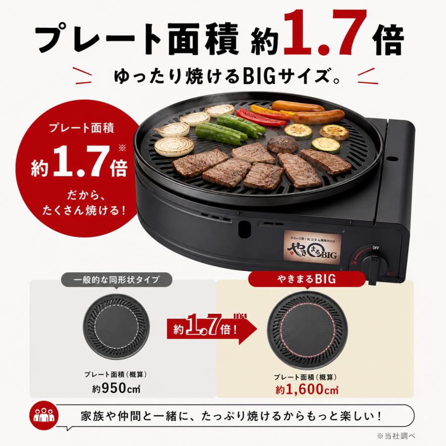 イワタニ やきまるBIG CB-SLG-BIG カセットガス スモークレスグリル 焼肉グリル 煙が出にくい 室内 BBQ | やきまる | 04