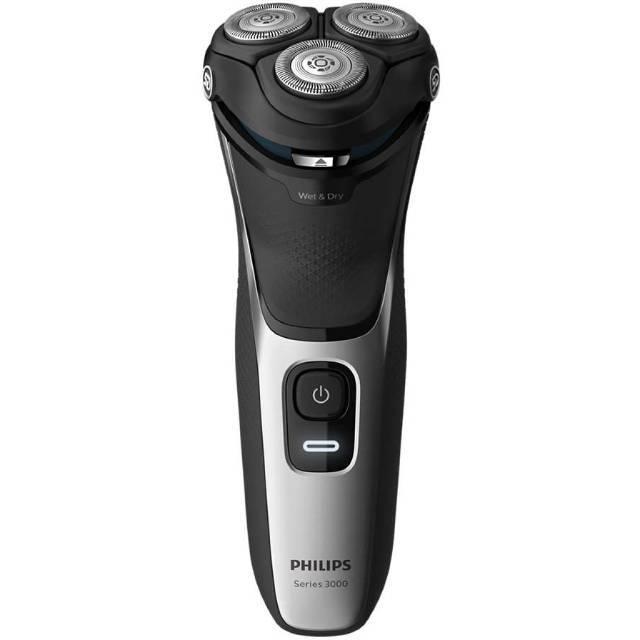 Philips（フィリップス）メンズシェーバー　回転式　3枚刃　ウェット＆ドライ電気シェーバー　お風呂剃り対応　3000シリーズ　S3132/51　シルバー/ブラック｜onhome