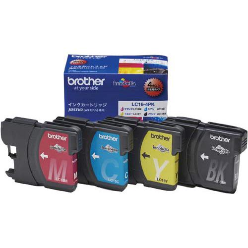 ブラザー工業 ブラザー対応純正インクカートリッジ LC16-4PK (4色