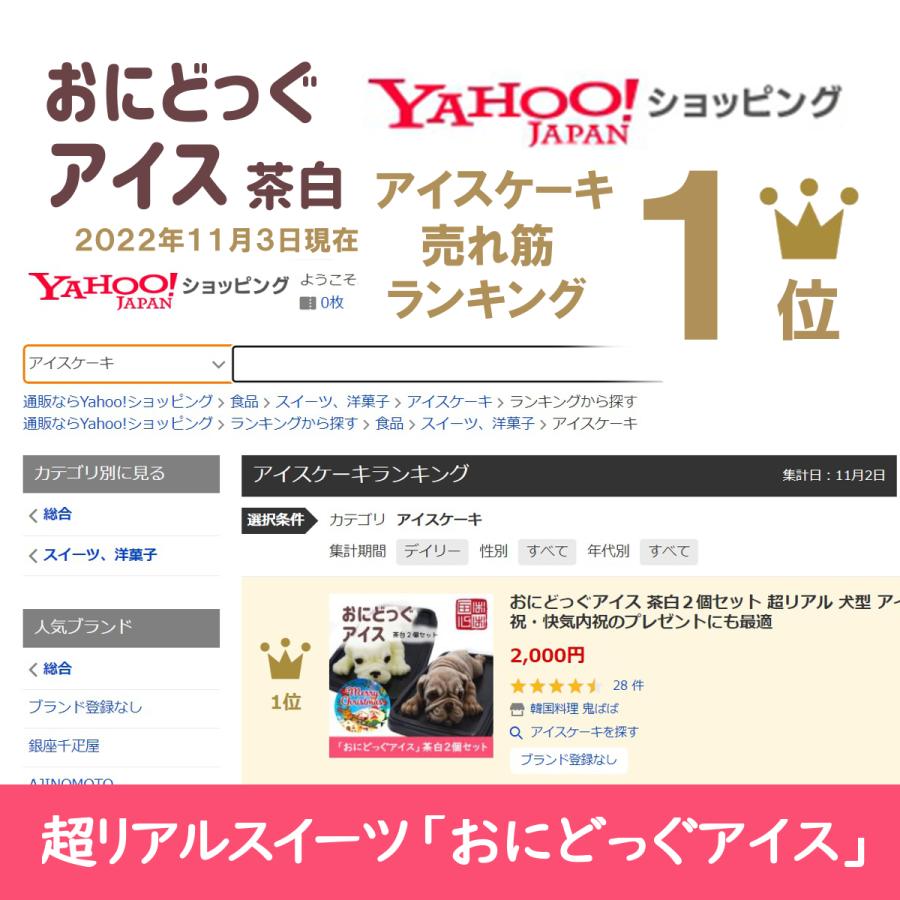 おにどっぐ アイス 茶白２個セット 超リアル 犬型 アイススイーツ 誕生日・結婚お祝い・内祝・快気内祝のプレゼントにも最適 | ブランド登録なし | 15