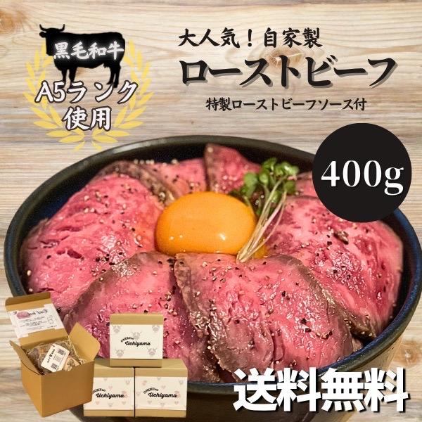 送料無料　黒毛和牛A5　ローストビーフ　冷凍　お中元　結婚出産引っ越し　内祝いお返し　誕生日プレゼント パーティー 国産　400ｇ　ソース付き の商品画像