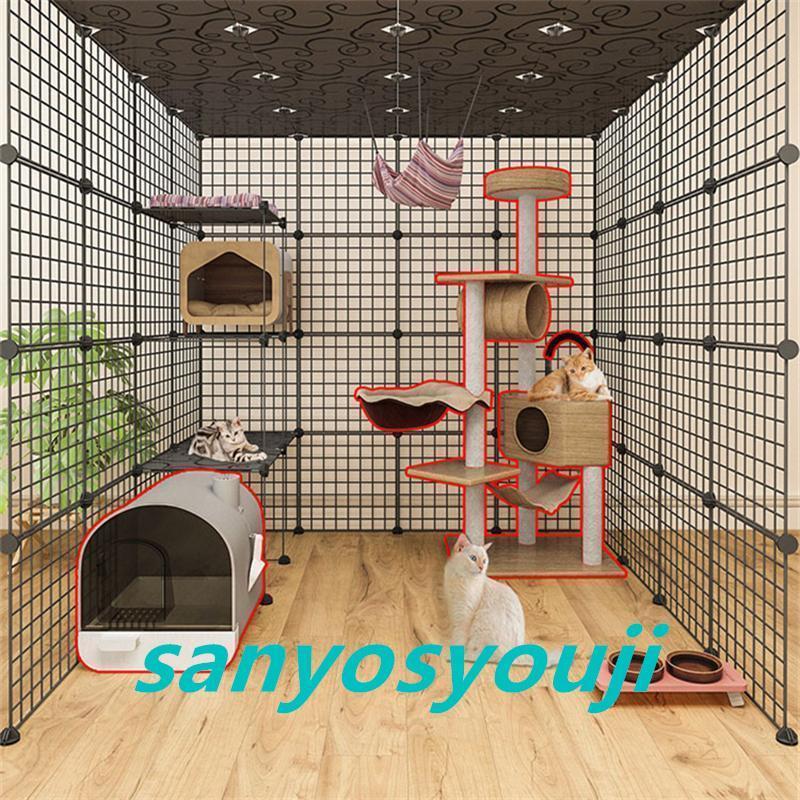 即購入可★ 猫 ケージ 4層3列2行 超大型猫用ゲージネコ ケージ可能なお手入れ簡単小動物 ケージ猫のゲージ 室内用スライド式ロック広々スペース室内飼い小動物 【UOI7022636584】(25225円)