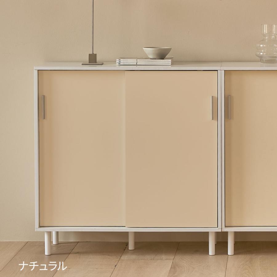 ホワイト木製キャビネット スライド扉 iellio キャビネット 白 収納棚 サイドボード おしゃれ シンプル