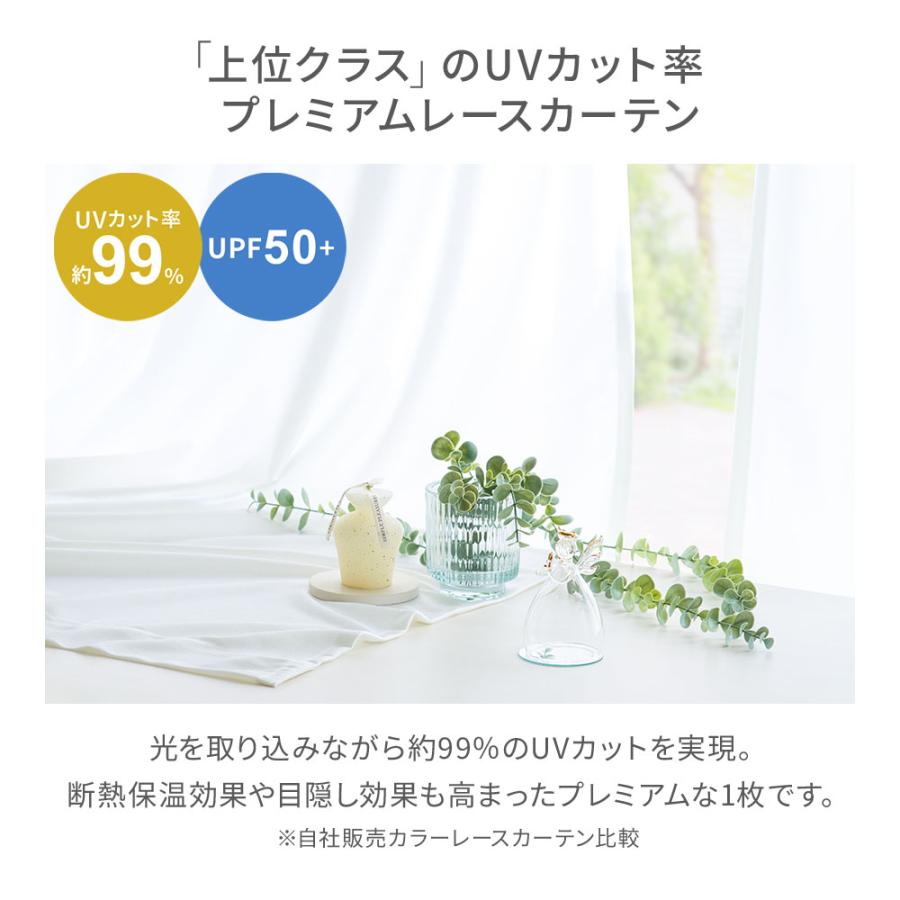 iellio レースカーテン 2枚組 UVカット 99％ 断熱 保温 採光 昼夜