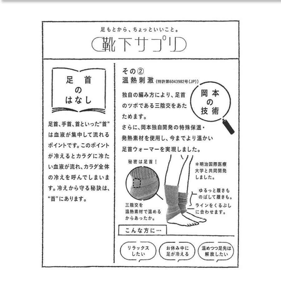 靴下サプリ まるでこたつ 足首 レッグウォーマー レディース 靴下 岡本 冷え対策 冷え取り 冷え防止 温熱刺激 保温 発熱 婦人 在宅勤務 リモート｜onkanzukan｜04