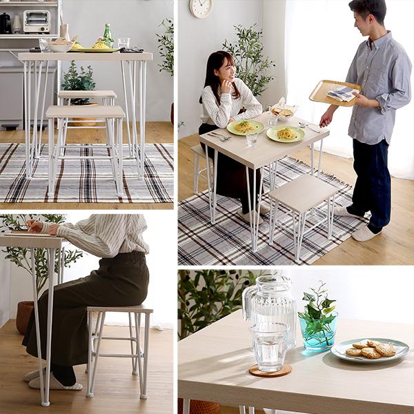 さわやかなオシャレダイニング3点セット さわやかな背もたれ付き