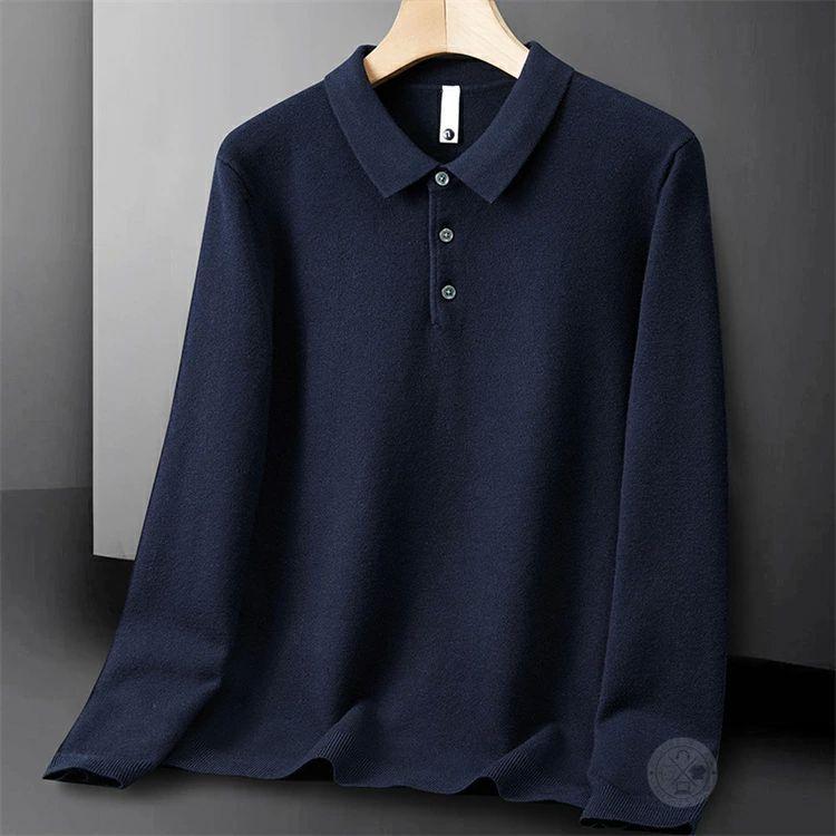 ニットポロシャツ 長袖 メンズ ゴルフウェア ポロシャツ 洗えるニット