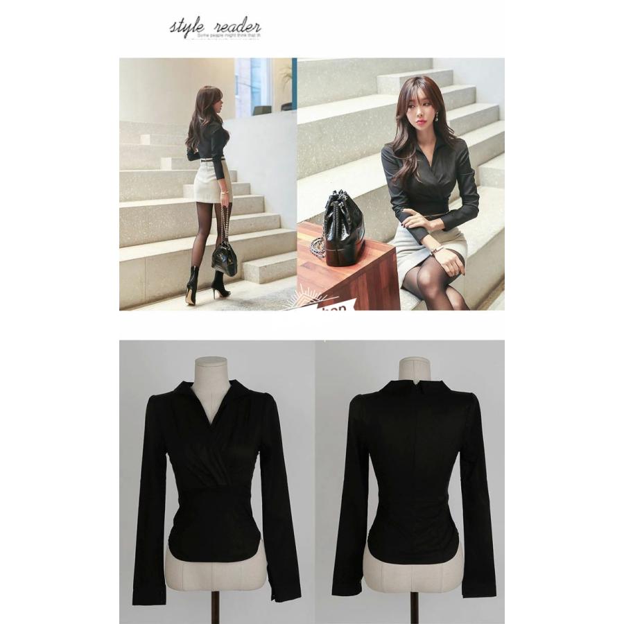 ミニドレス 黒 タイト キャバ クラブドレス ブラック ブラウス V