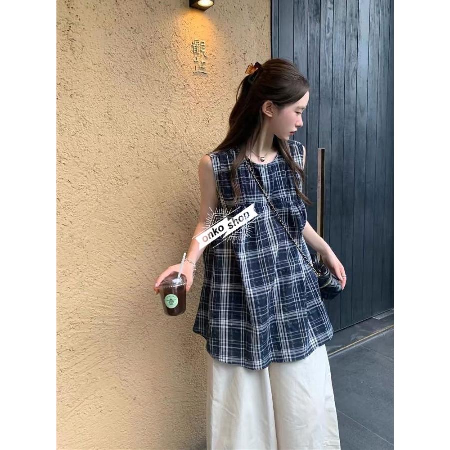 シャツ シャツブラウス チェック レディース ノースリーブシャツ 袖