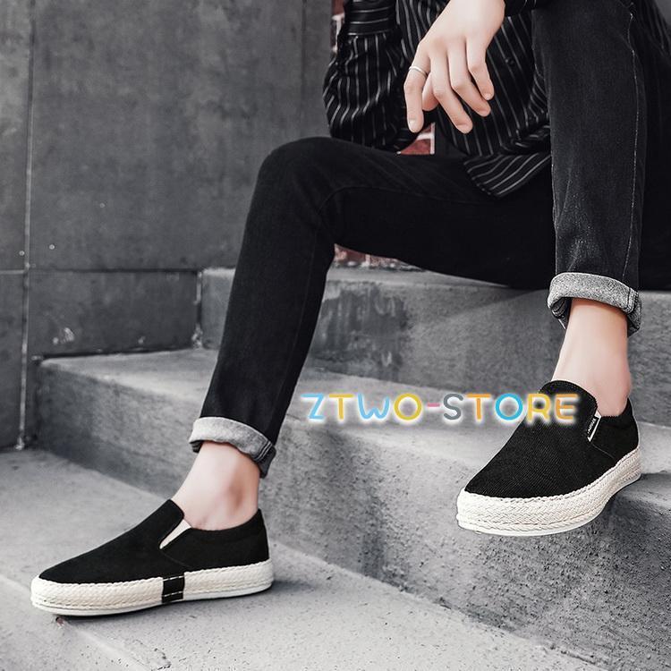 スリッポン メンズ スニーカー キャンバス シューズ 靴 帆布 履き