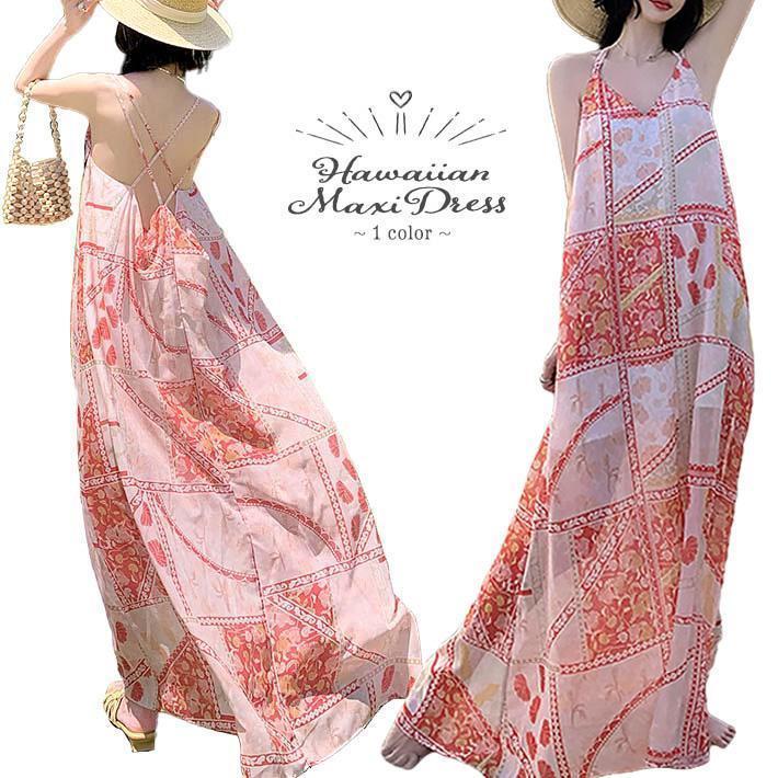 リゾート ワンピース キャミソール マキシ サマー ドレス ノースリーブ