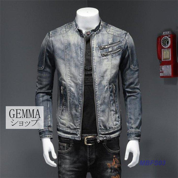 デニムジャケット メンズ Gジャン ファスナー ビンテージ加工 デニム ジージャン ジャケット トップス スリム バイク 細身 小さめ作り春秋 M~6XL デニムジャケット メンズ Gジャン ファスナー ビンテージ加工 デニム