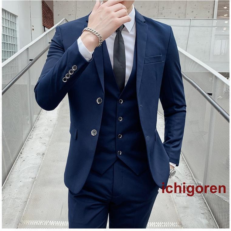 スーツ メンズ スリーピーススーツ ビジネススーツ 2つボタン 無地 フォーマル 入学式 就活活動 面接 スリム 卒業式 成人式 父の日 プレゼント スーツ メンズ スリーピーススーツ ビジネススーツ 2つボタン 無地