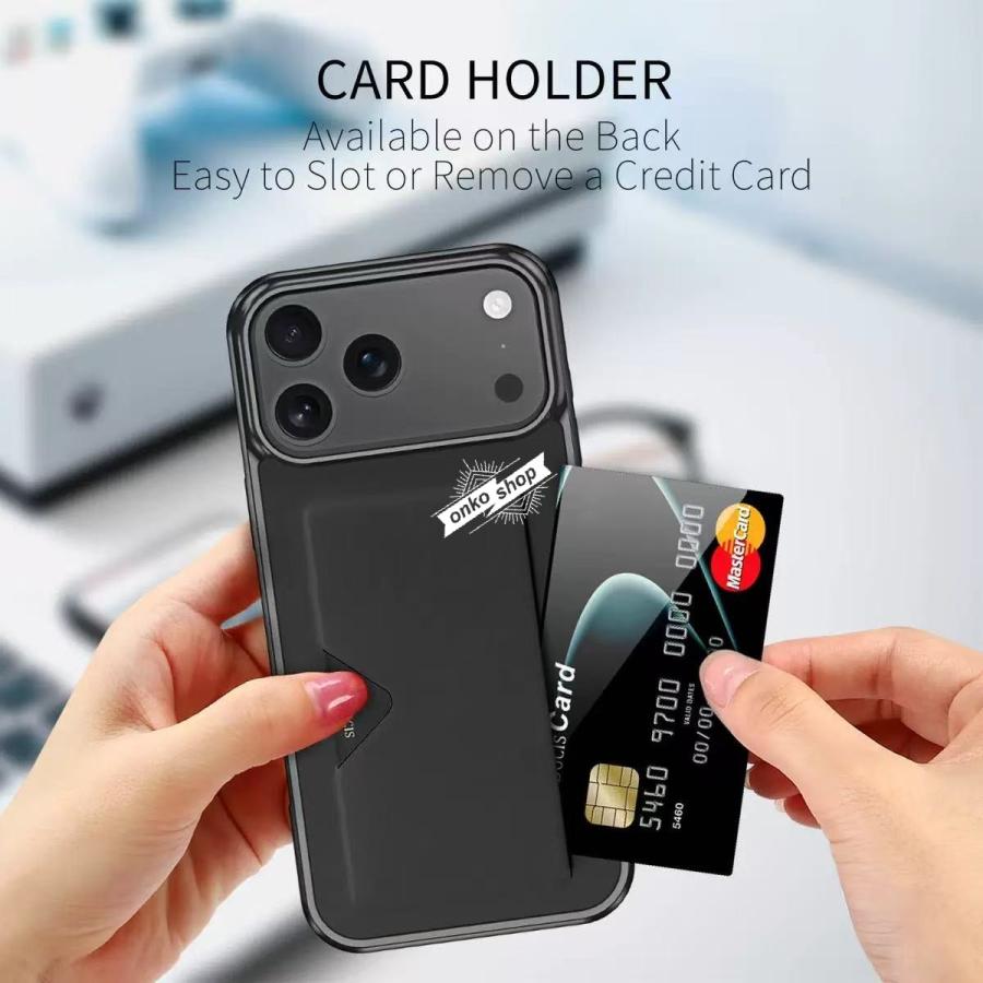iPhone 17 Pro対応 カード収納 スマホケース 耐衝撃 TPU＋PC