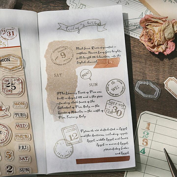 クリアスタンプ BGM 文具 ラッピング イベント ヴィンテージ 日付 全4