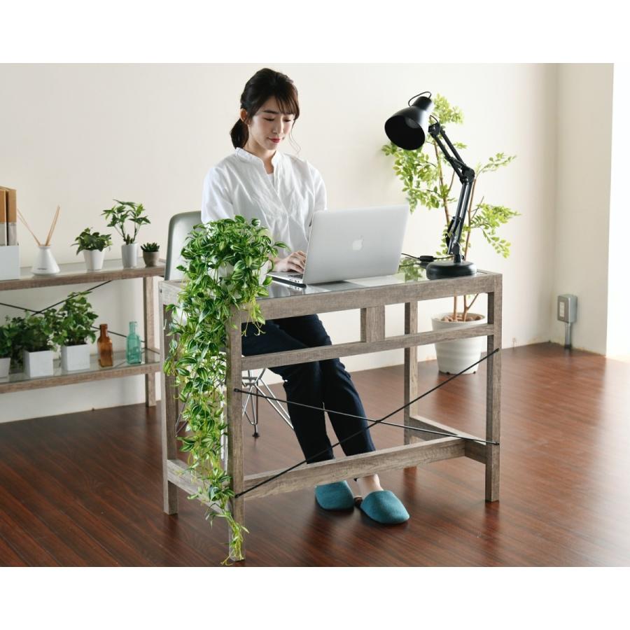 グリーンインテリア デスク 幅90 ガラス 古材 古木 インテリア 奥行45 グリーン 観葉植物 シャビー 植物 棚 ラック おしゃれ 木製 机 Pc リビング Faw 0003 オンライン家具通販 Muku 通販 Yahoo ショッピング