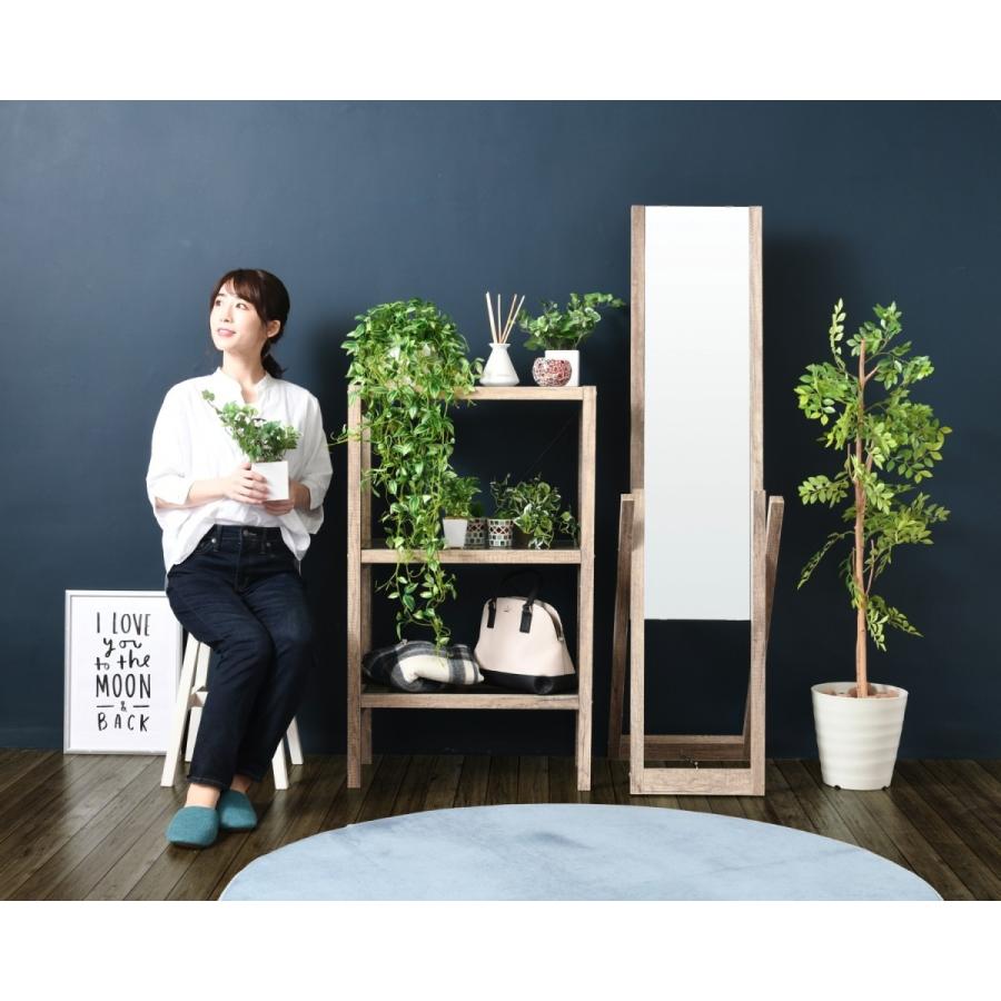 グリーンインテリア スタンドミラー 姿見 ガラス インテリア グリーン 観葉植物 シャビー 多肉植物 棚 ラック おしゃれ シンプル 一人暮らし 木製 古材 Faw 0008 オンライン家具通販 Muku 通販 Yahoo ショッピング